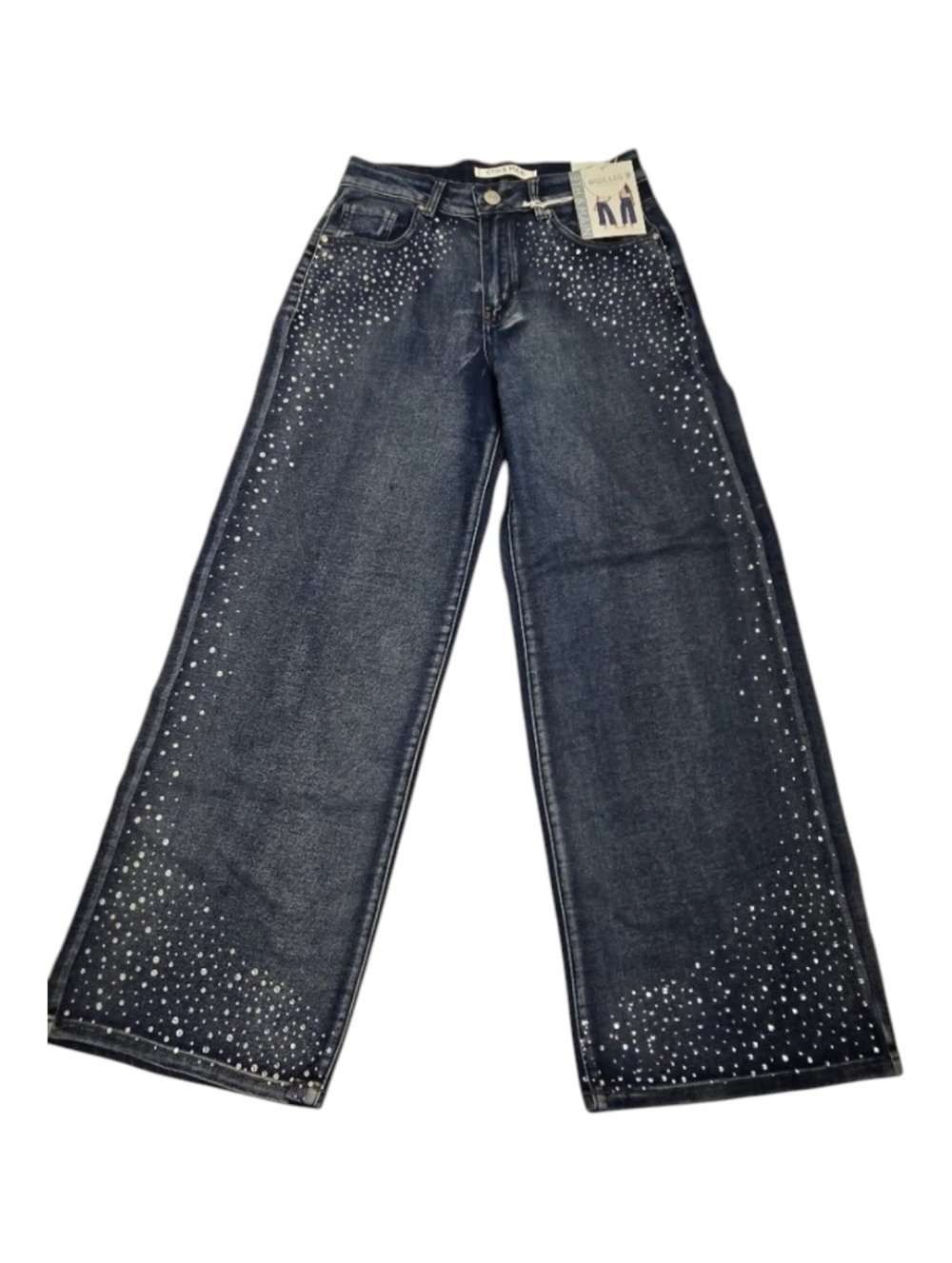 9th & Main Women’s  Blue Wide Leg Jeans with Rhinestone Accents New Size 8